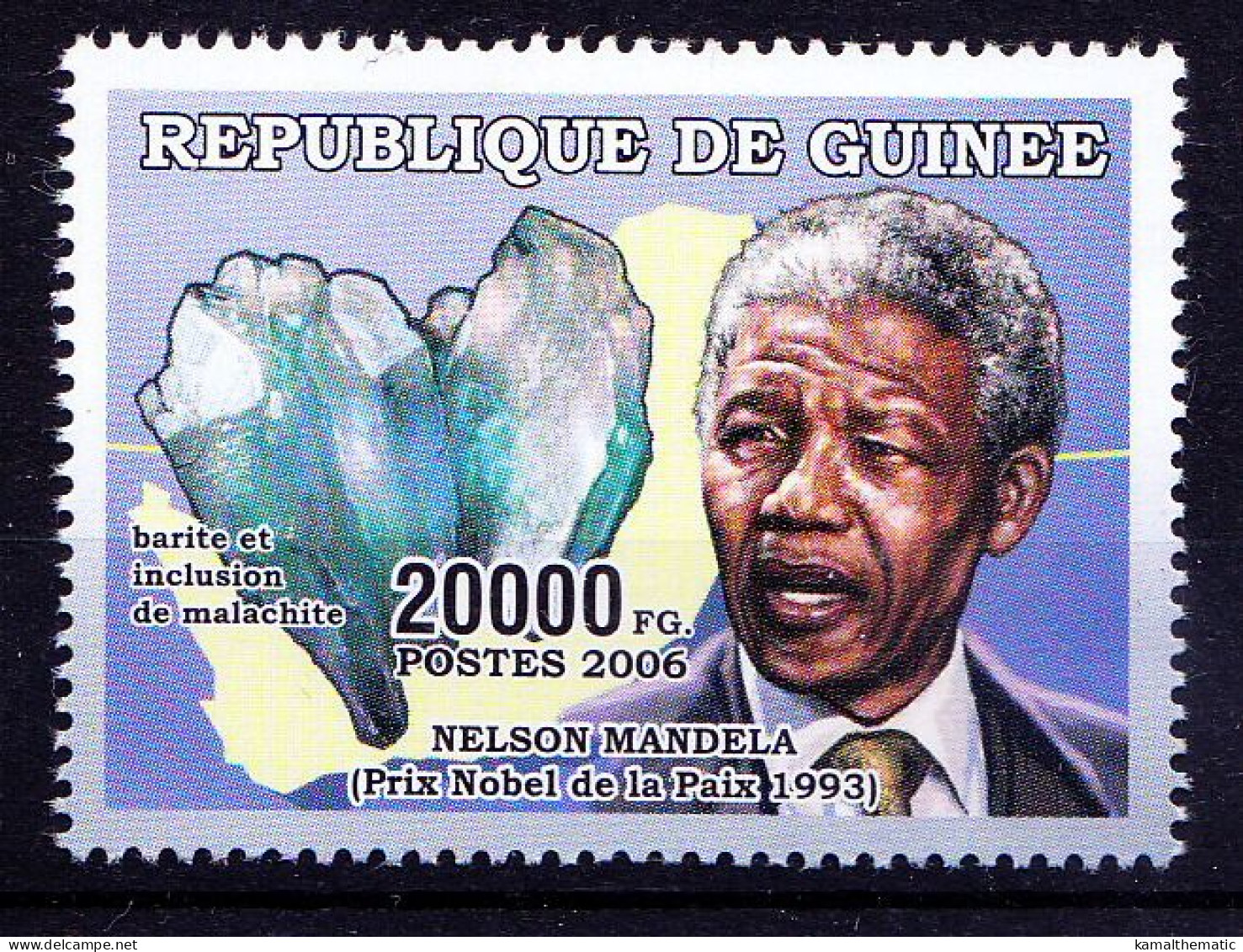 Guinea 2006 MNH, Nelson Mandela, Nobel Peace, Minerals - Prix Nobel