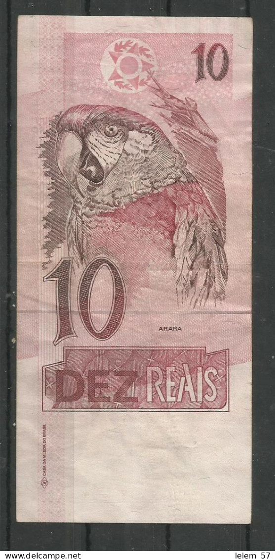 Brasile - 10 Reais - Used -  Real - Bancobote Arara Parrot - Pappagallo - Brésil