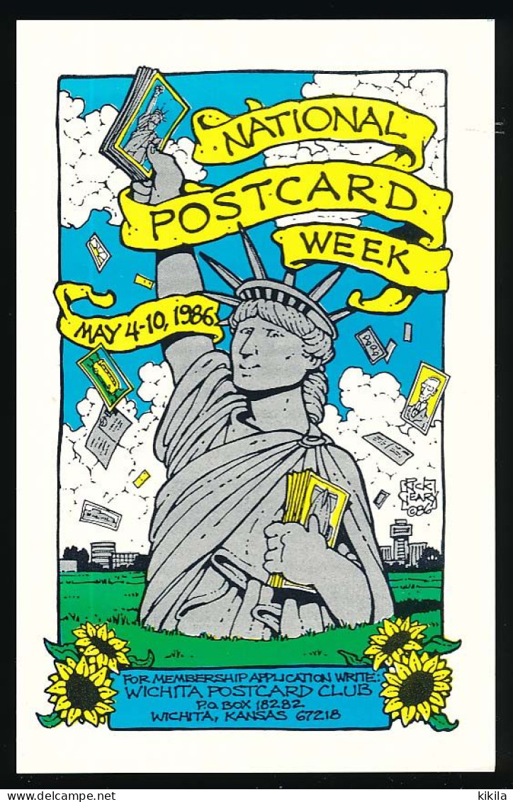 CPSM 9 X 14 Etats Unis USA  Kansas WICHITA 4-10-1986 (1) National Postcard Week Statue Liberté Illustrateur Ricki Cleary - Wichita