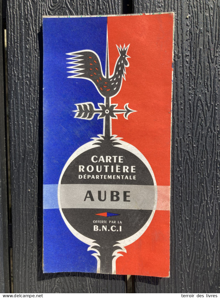 Carte Routière Départementale B.N.C.I AUBE 10 1957 57x39cm Tres Bon état - Cartes Géographiques