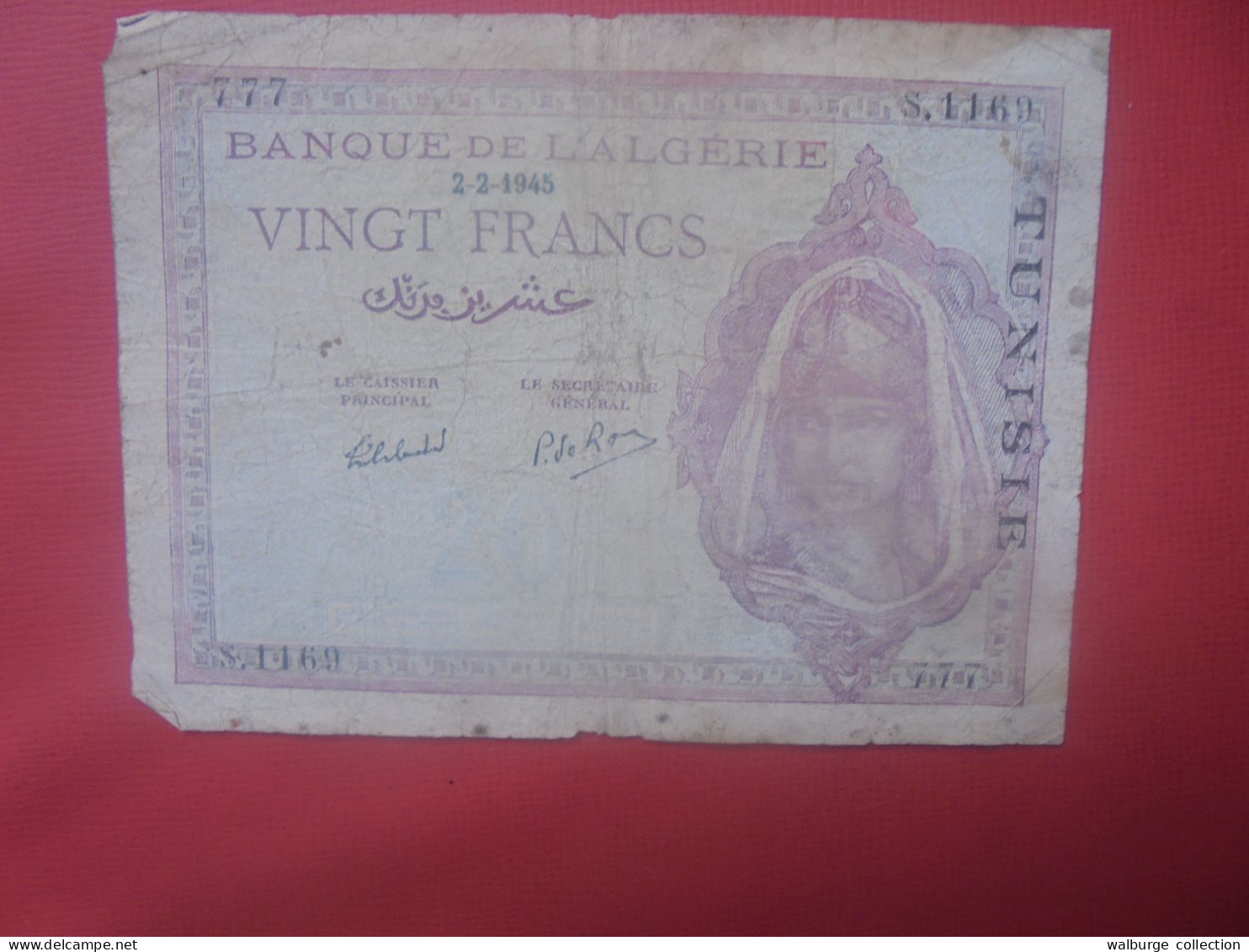 TUNISIE Sur Billet ALGERIE 20 FRANCS 1945 Circuler (B.30) - Tunisie