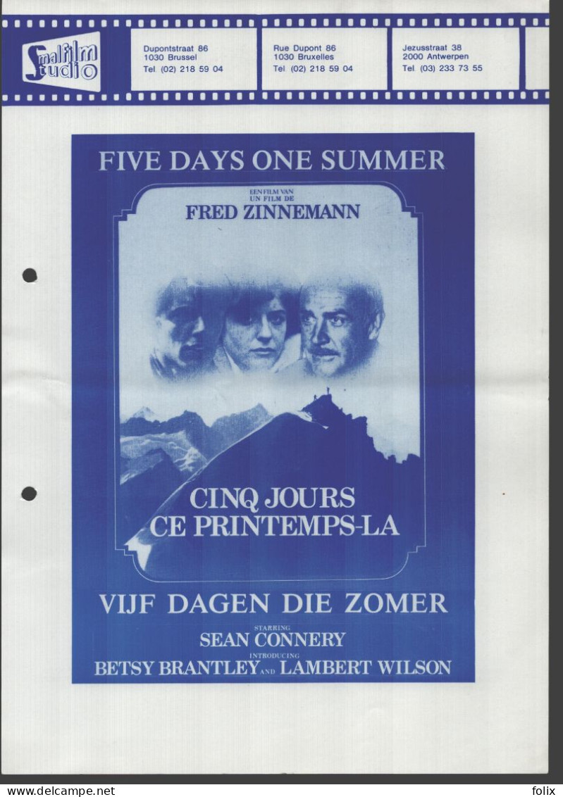 Five Days One Summer - A4 Smalfilm Studio Promotional Poster / Affiche With Synopsis - Affiches & Posters