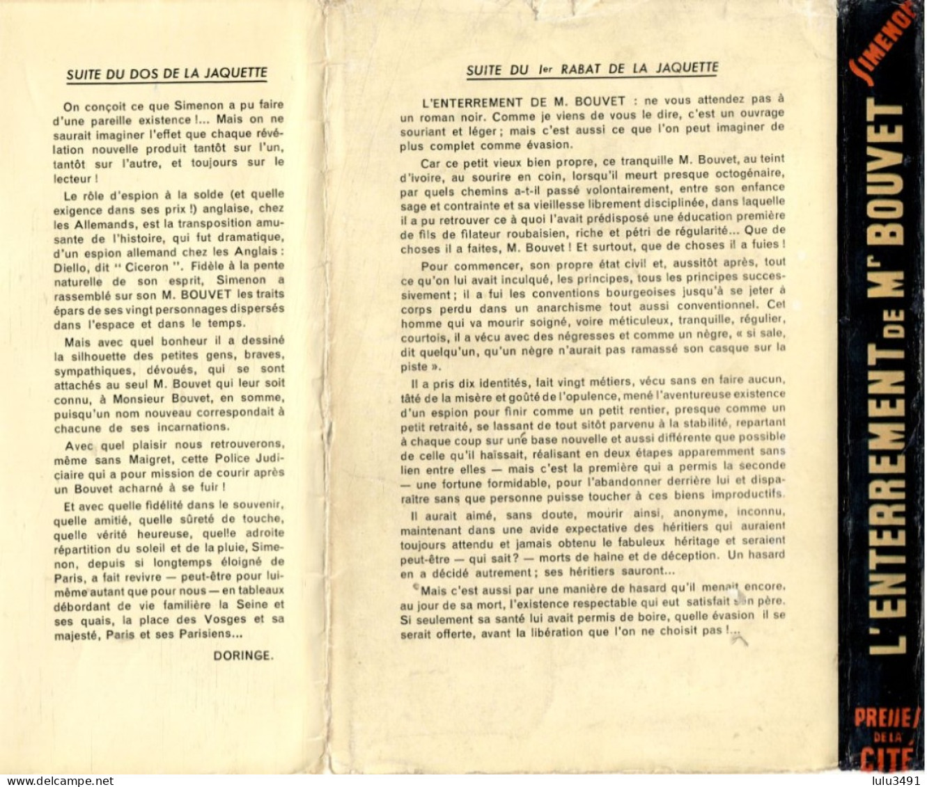 PRESSES De La CITE - POLICIER - L'ENTERREMENT De MONSIEUR BOUVET - (1949 ) Par Georges SIMENON - Simenon