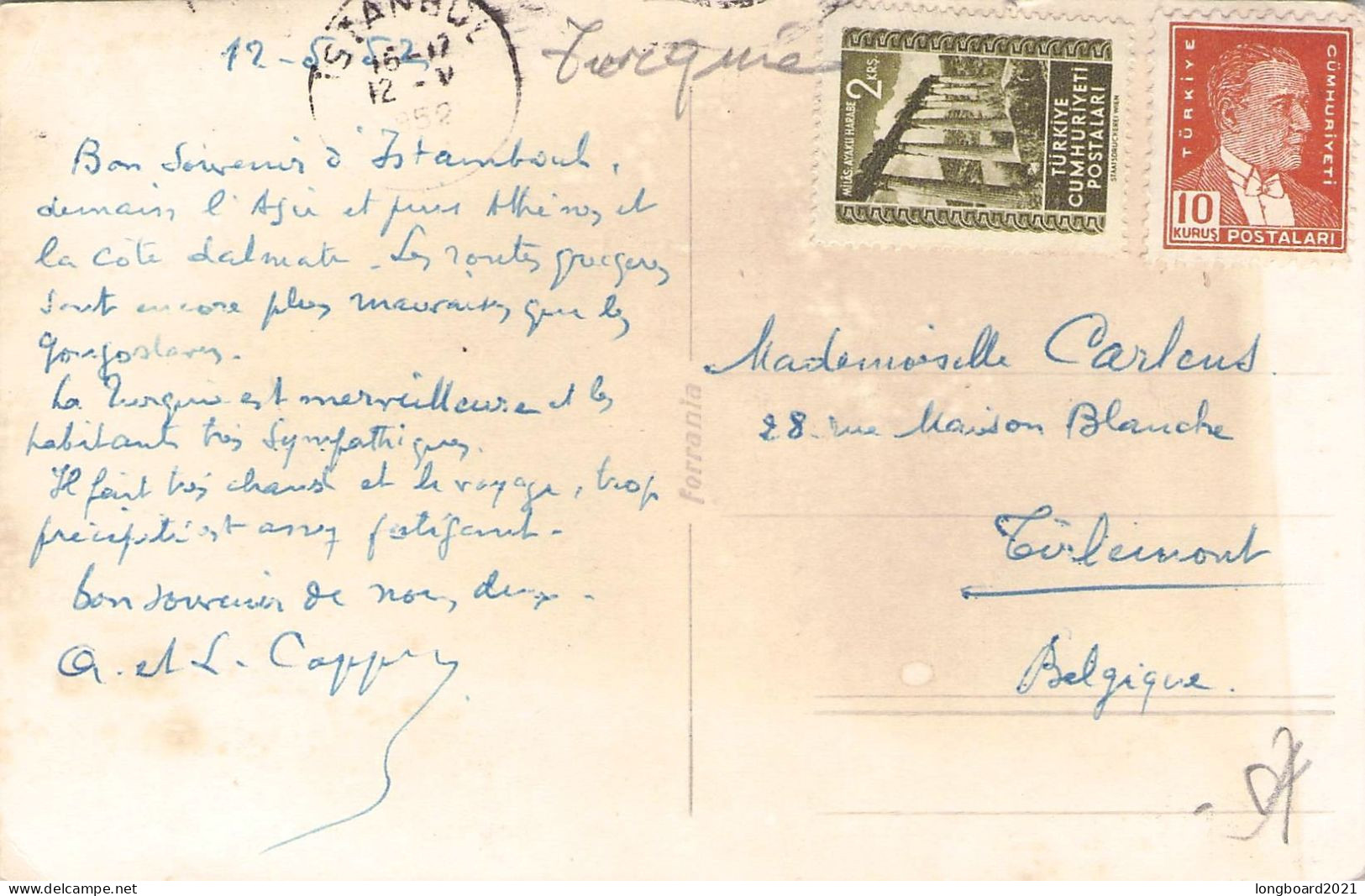 TURKEY - PICTURE POSTCARD 1952 ISTANBUL - BE / 2083 - Cartas & Documentos