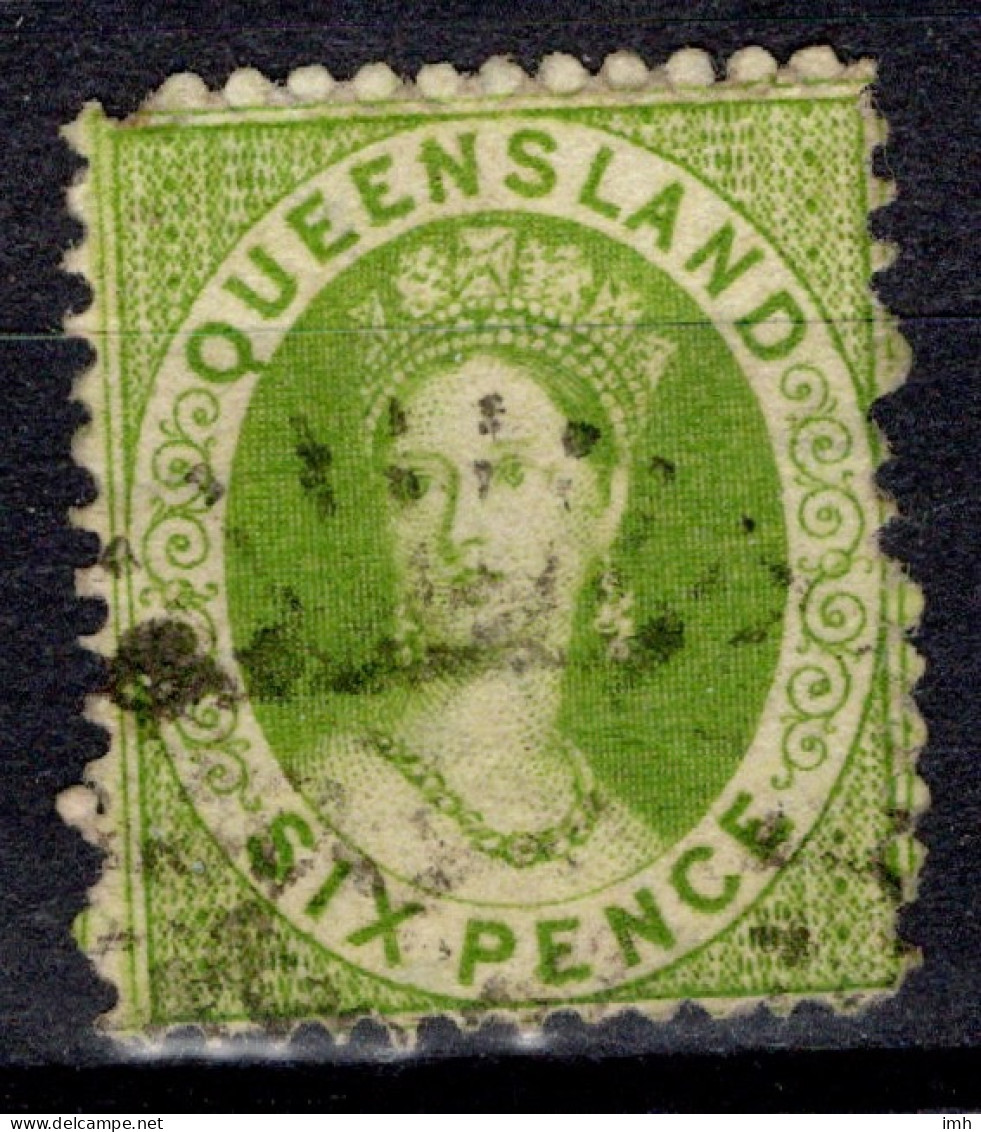 1862-67 Six Pence 6d Apple-green (No Wmk Perf 13 Rough Perfs) (#1) SG 26 (#2) Cat £15.00 - Gebruikt
