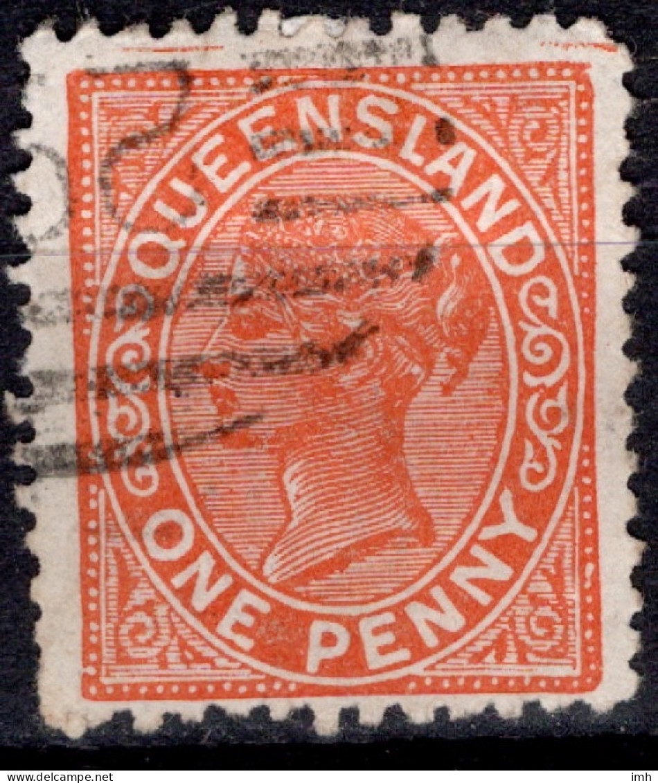 1890-94 One Penny Vermillion-red FU (#2) SG 187  Cat.£0.50 - Gebruikt