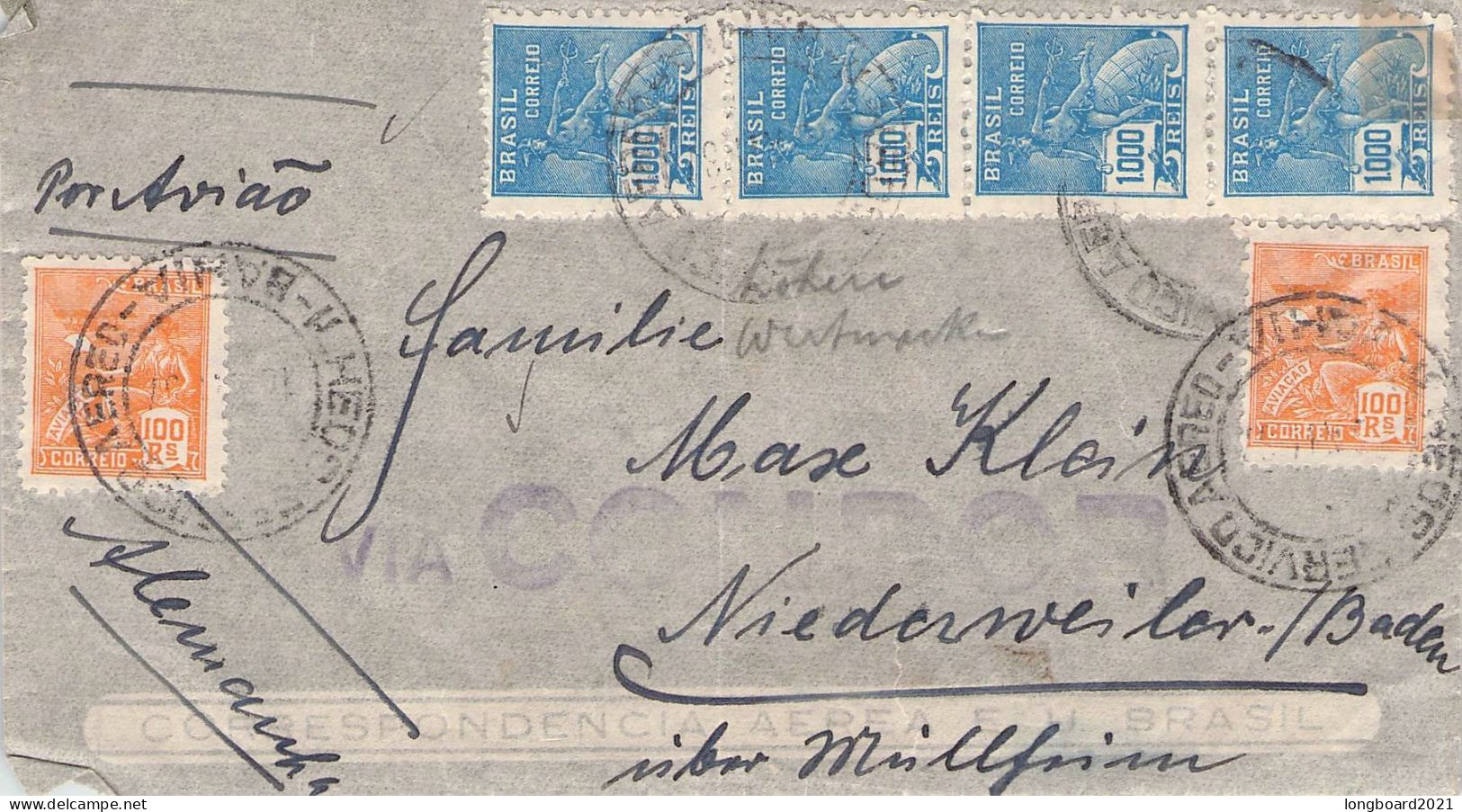 BRAZIL - AIRMAIL 1932? BAHIA - NIEDERWEILER/DE / 2090 - Poste Aérienne