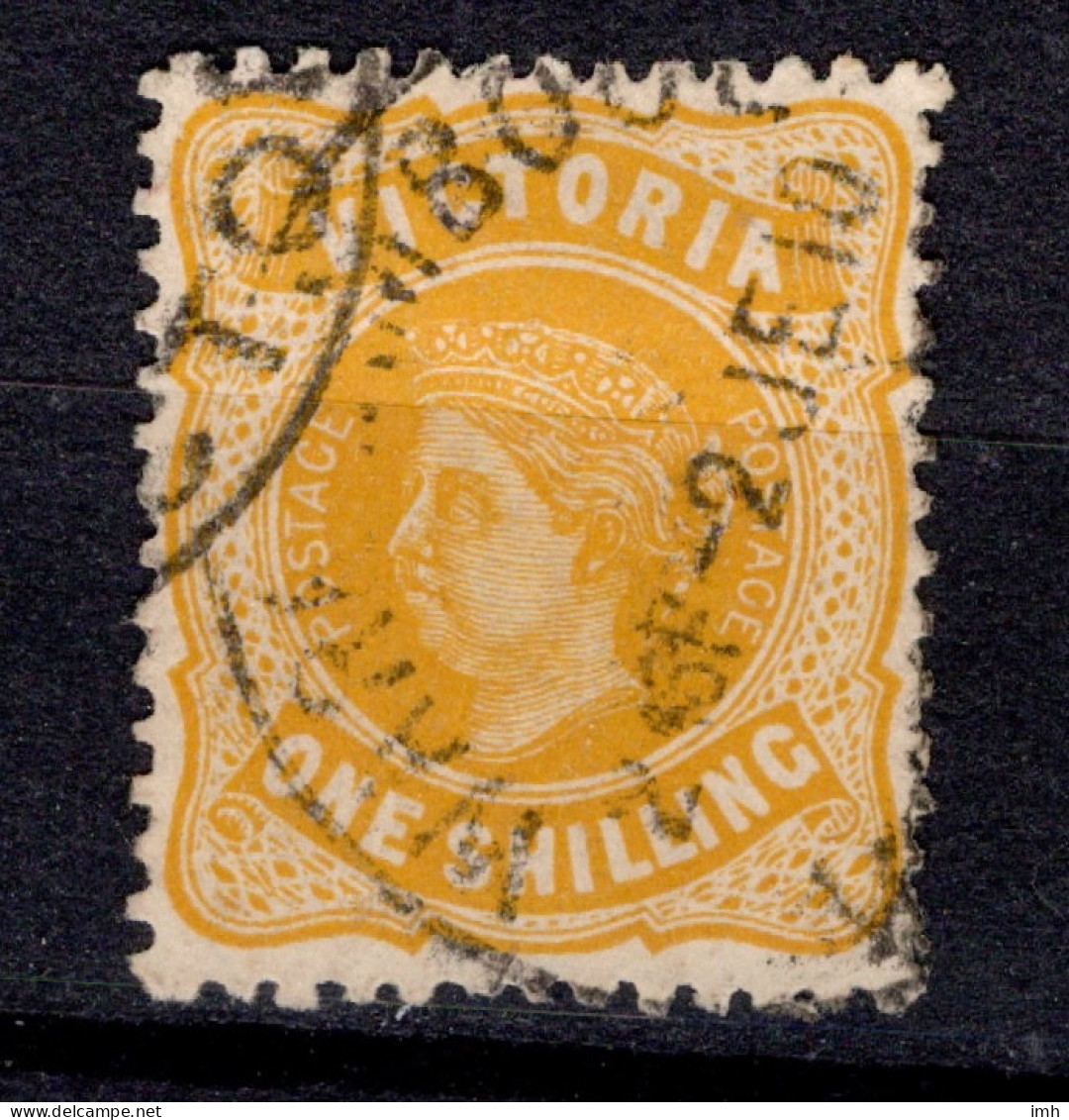 Vic SG 425b One Shilling Yellow (Inscribed Postage)(W11) Cat £2.00 - Used Stamps