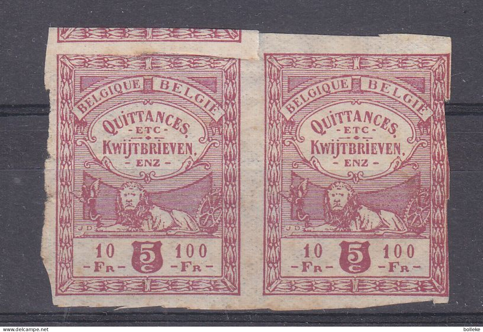 Belgique - Timbre Quittances - Gomme Partielle - Tâches - Timbres