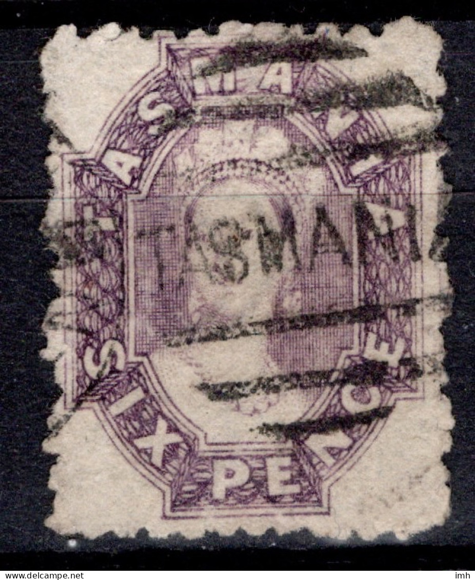 1863 Tasmania, Six Pence Grey-violet (Perf 10) W 4 Numeral #6  SG 64 Cat. £25 - Oblitérés