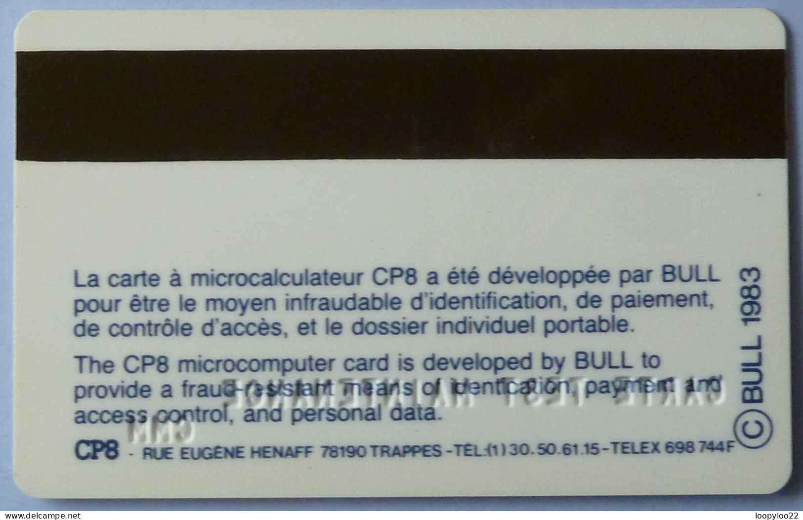 FRANCE - Smart Card - Blue Bull - CP8 Test / Demo - Carte Test Maintenance - RRR - Ad Uso Privato