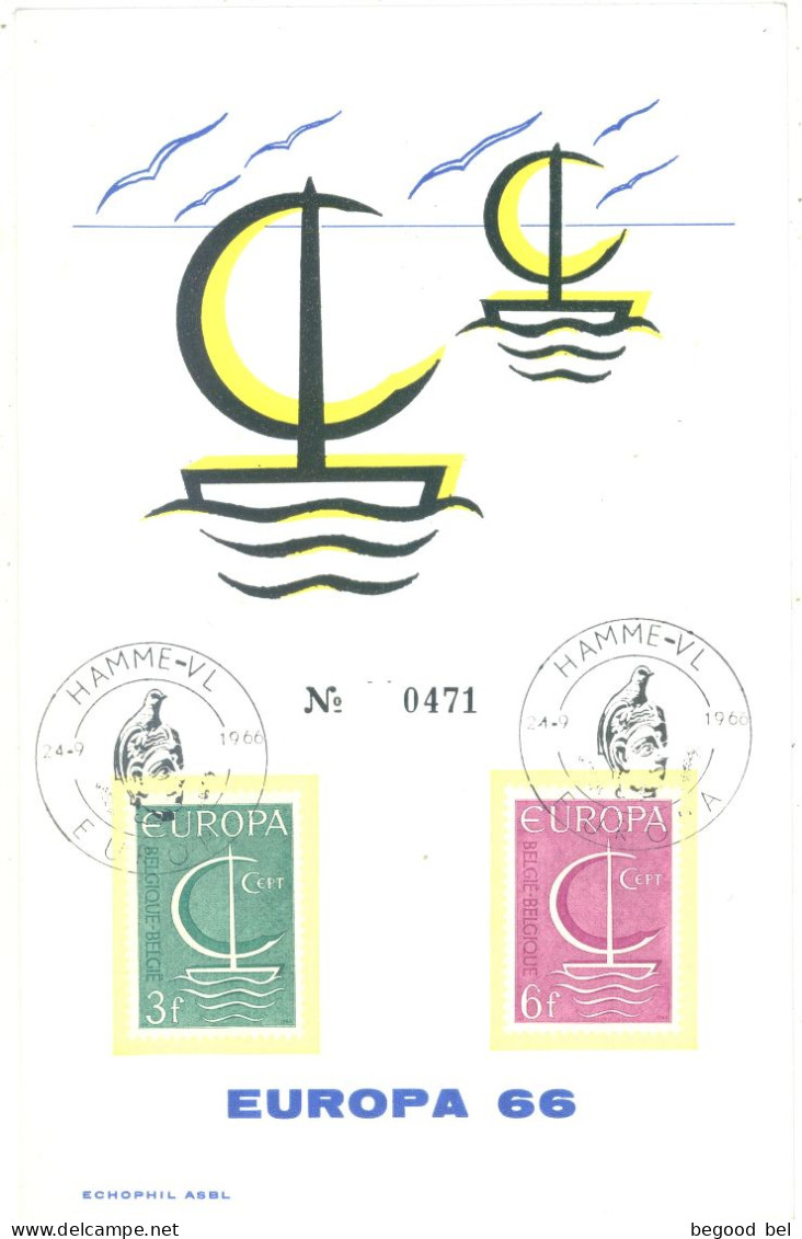 BELGIUM - 24.9.1966 - CM/MK - EUROPA ECHOPHIL - COB 1389-1390 -  Lot 25779 - 1961-1970