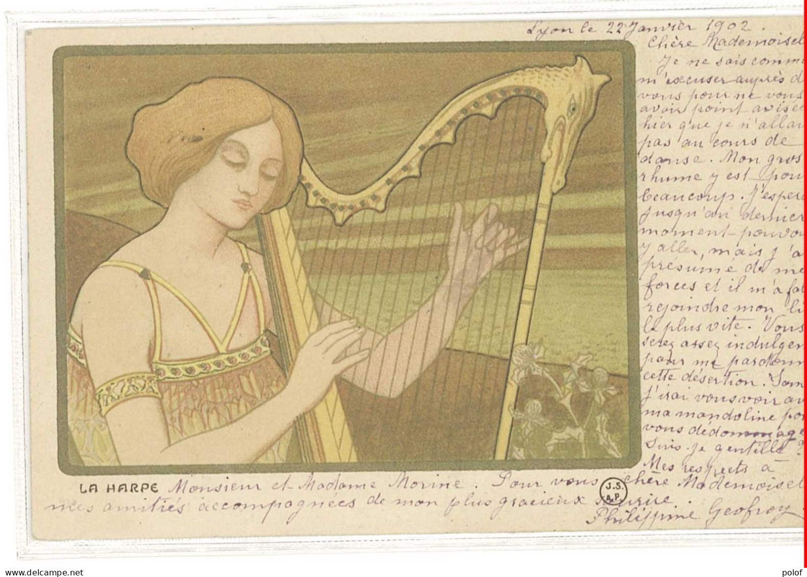 BERTHON - La Harpe - Femme Art Nouveau (3) - Berthon