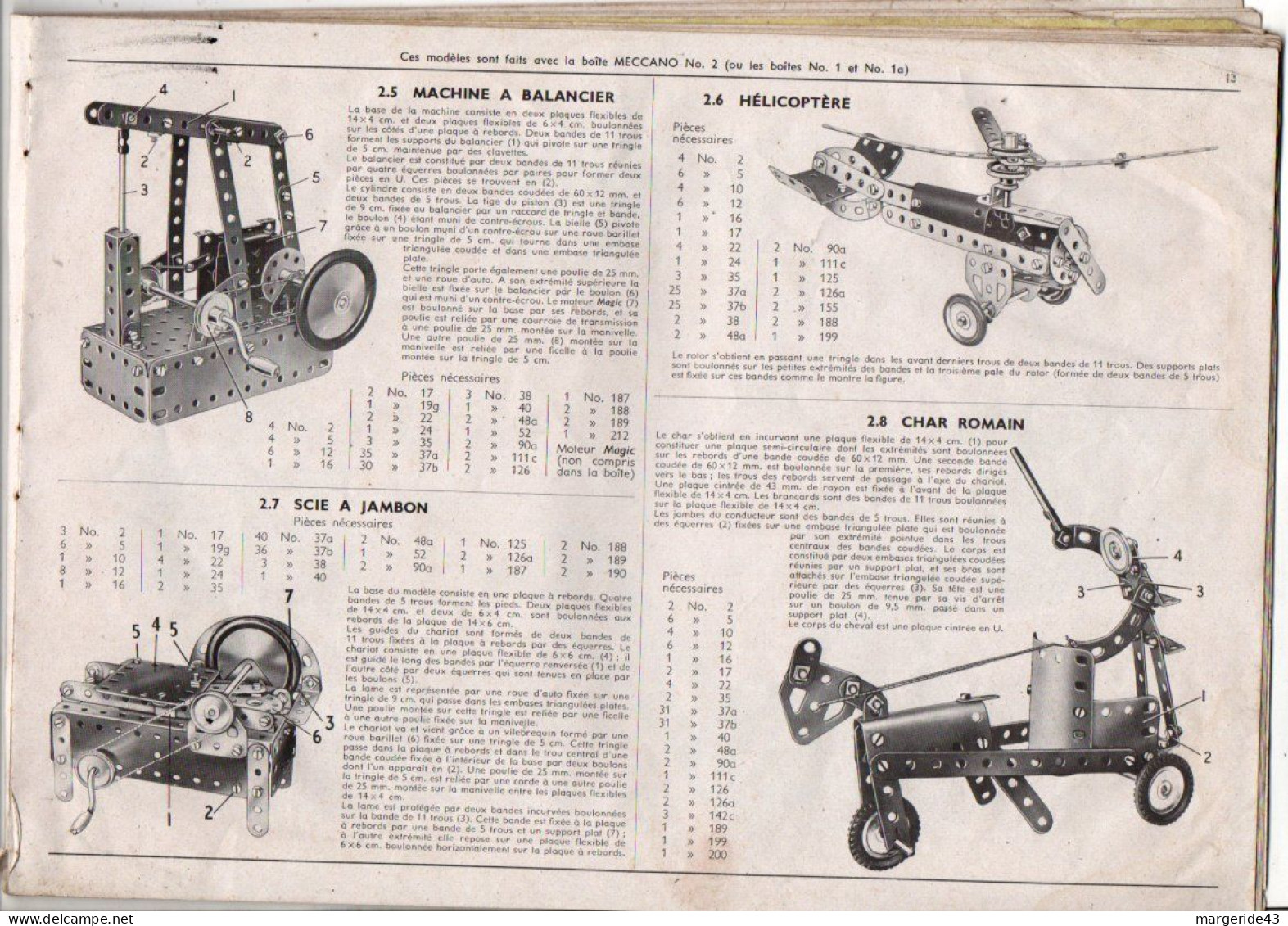 MECCANO CATALOGUE ET MANUEL D'INSTRUCTION N°2