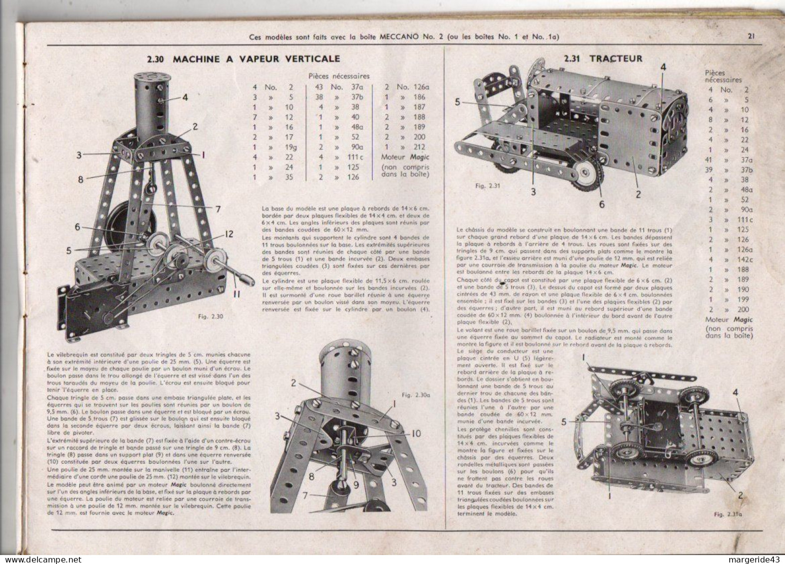 MECCANO CATALOGUE ET MANUEL D'INSTRUCTION N°2