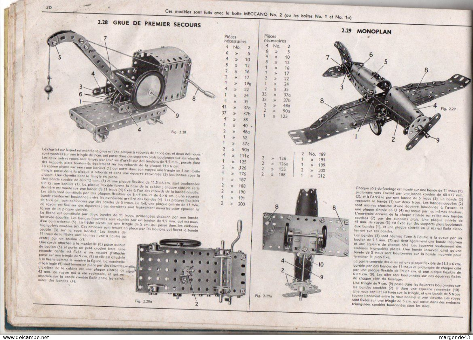 MECCANO CATALOGUE ET MANUEL D'INSTRUCTION N°2