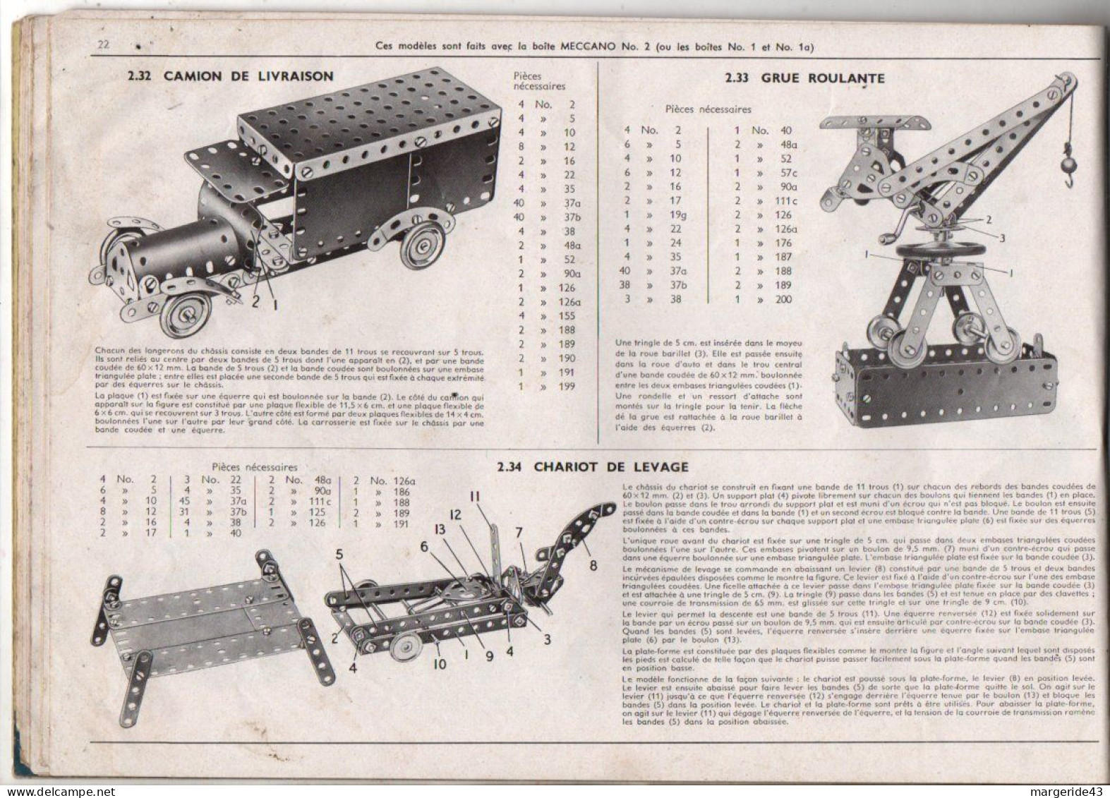 MECCANO CATALOGUE ET MANUEL D'INSTRUCTION N°2