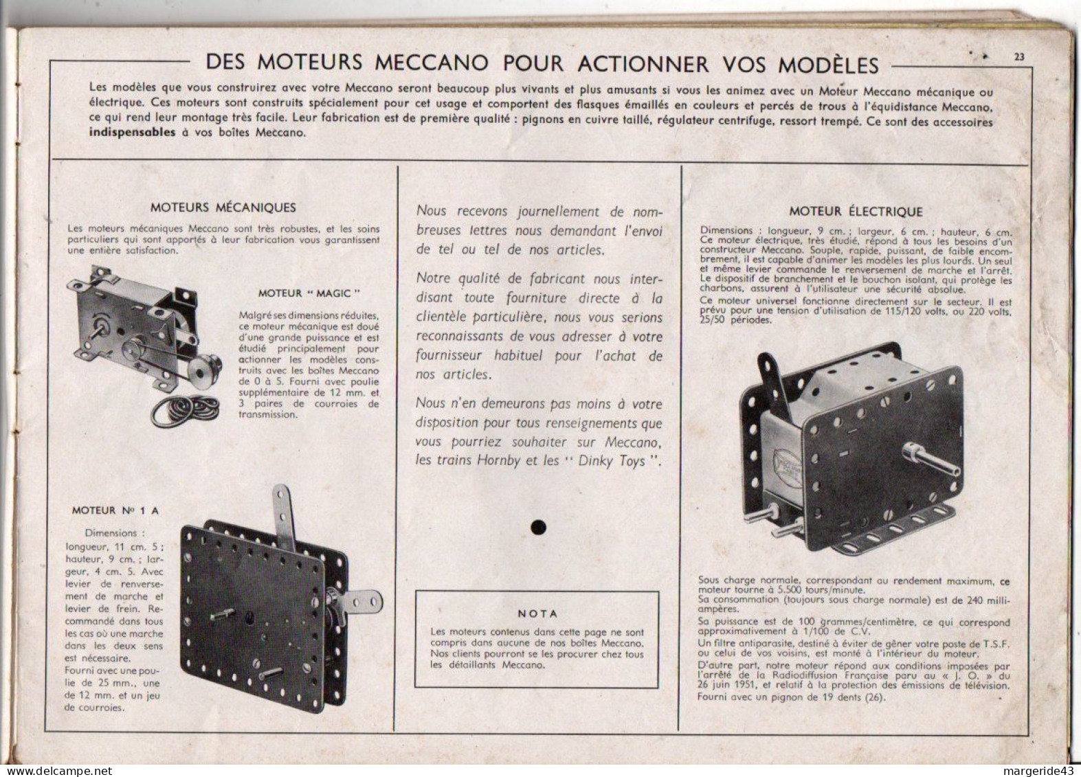 MECCANO CATALOGUE ET MANUEL D'INSTRUCTION N°2