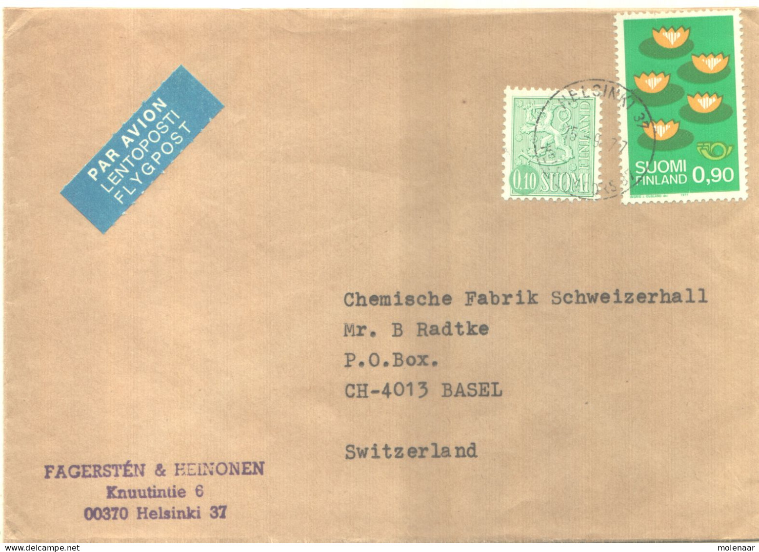 Finland > 1971-80 > Brieven En Documenten Brief Met 2 Postzegels (12152) - Storia Postale
