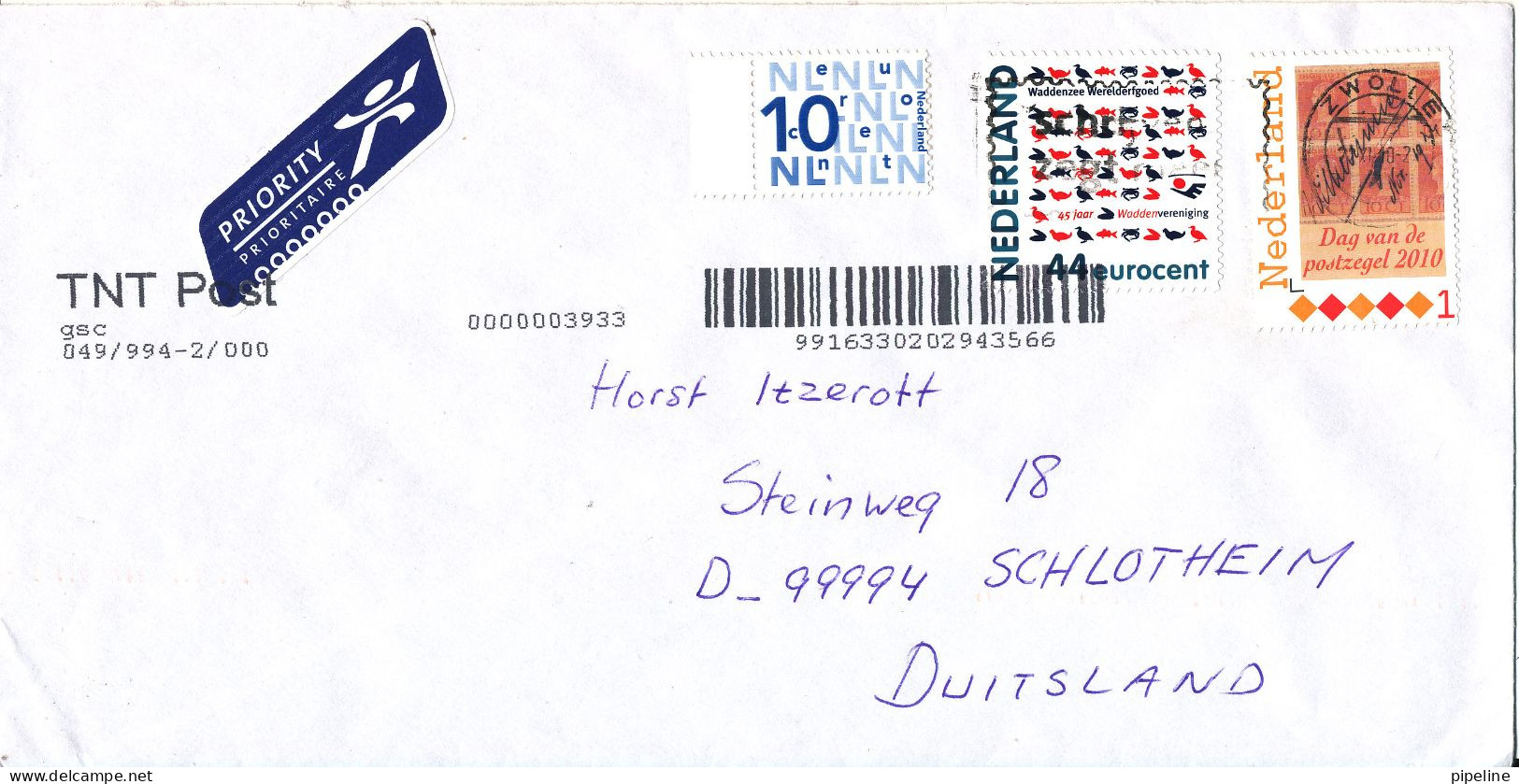 Netherlands Cover Sent To Germany 21-11-2010 - Cartas & Documentos