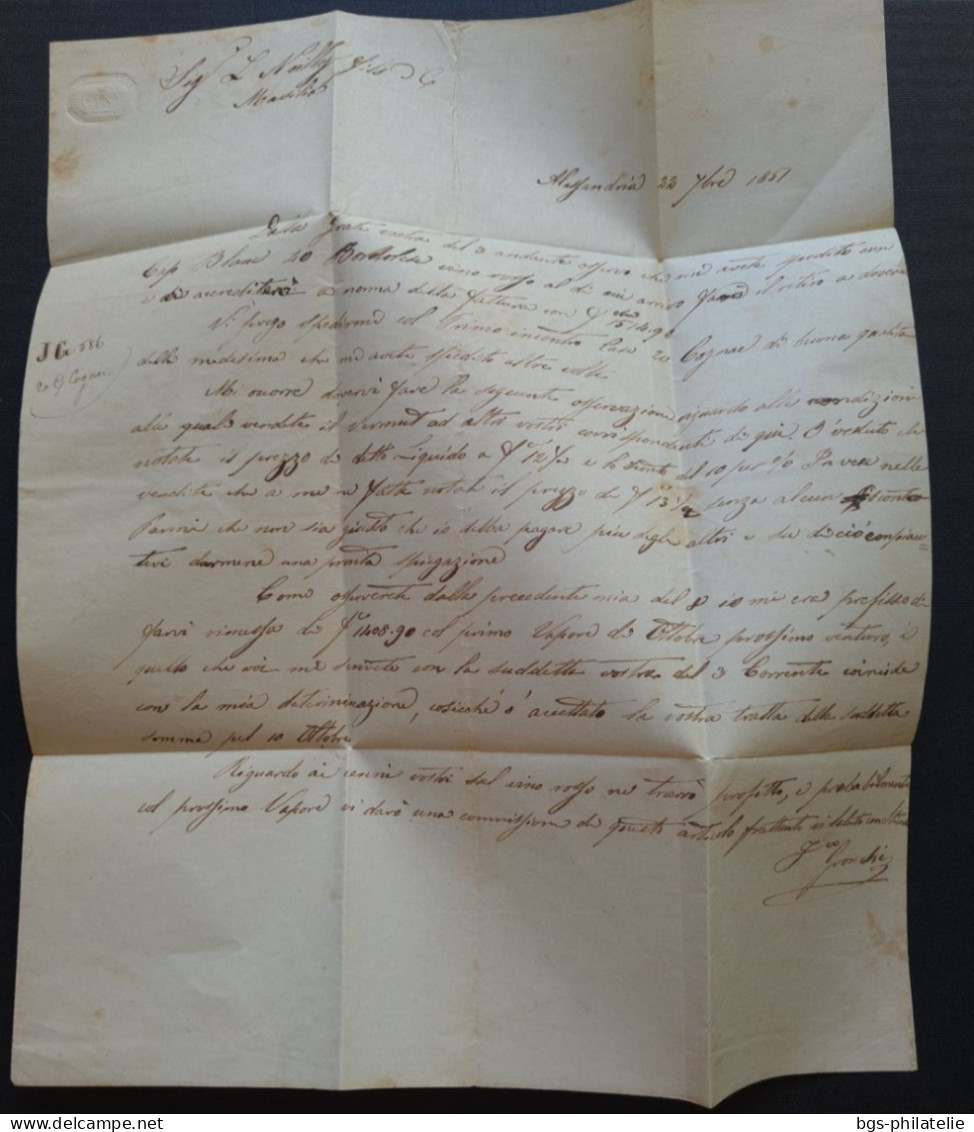 Lettre D'Alexandrie Pour Marseille. - Briefe U. Dokumente