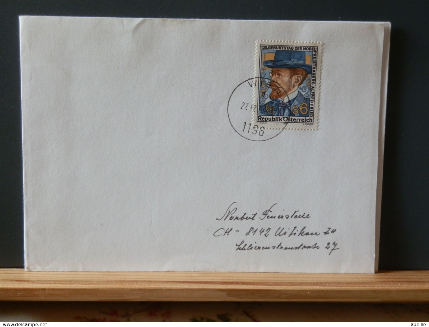 90/548S  3 LETTRE  AUTRICHE - Prix Nobel