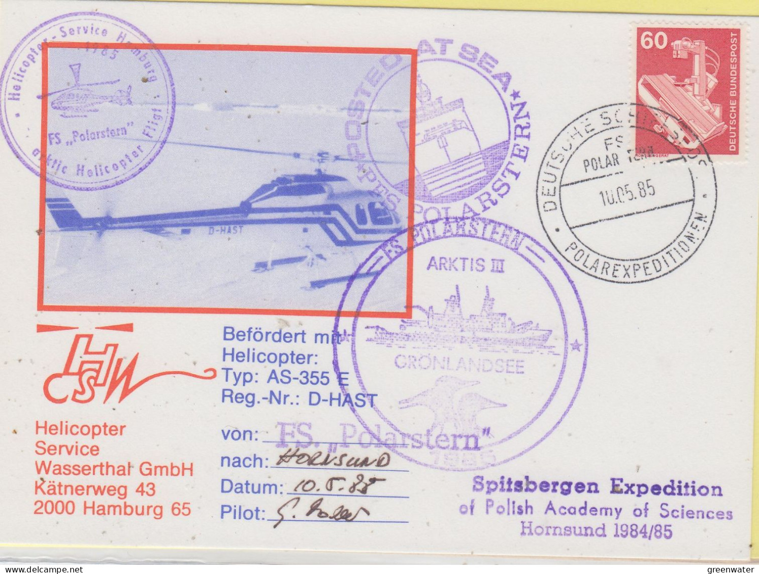 Germany FS Polarstern Heli Flight From Polarstern To Hornsund 10.5.1985 (SX159A) - Vols Polaires