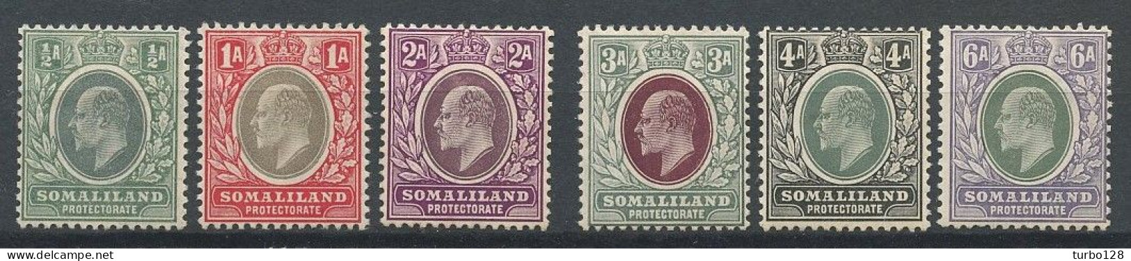 SOMALILAND 1903  N° 20/22 24/26 *  Neufs MH Trace Charnière TB TTB C 33 € Reine Roi Edouard VII - Somaliland (Protettorato ...-1959)