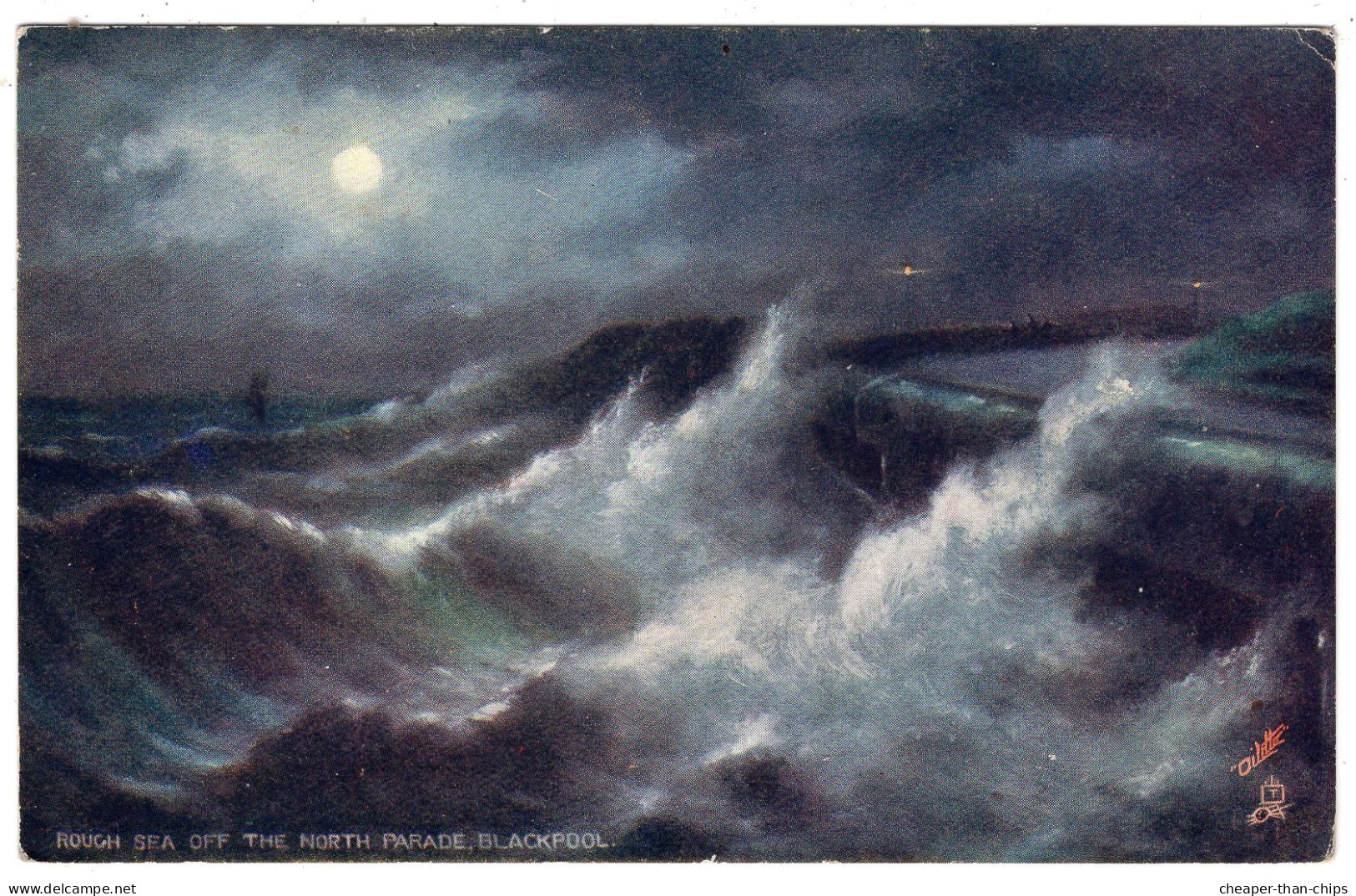 BLACKPOOL - Rough Sea Off The North Parade - Artist G.E. Newton - Tuck Oilette 6649 - Blackpool