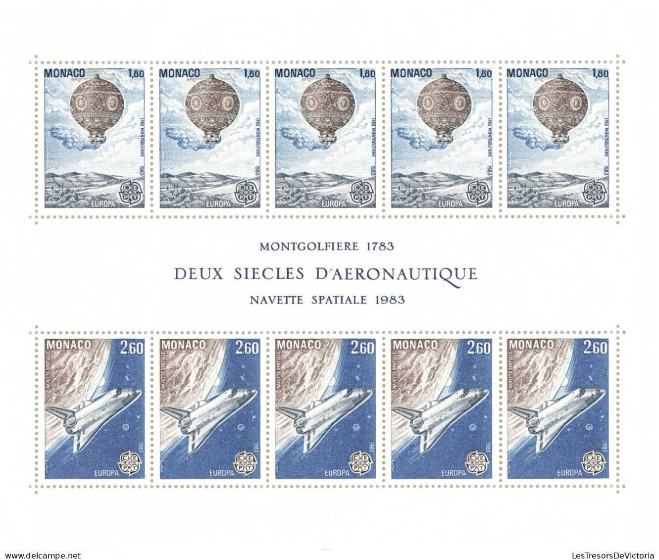 Monaco - Blocs MNH * - 1983 - Montgolfiere 1783 - Navette Spatiale 1983 - Deux Siècles D'aéronautique - Bloques