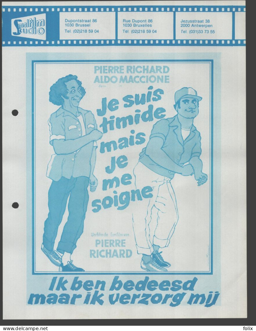 Je Suis Timide Mais Je Me Soigne - Quarto 22 X 28 Cm Smalfilm Studio Promotional Poster / Affiche With Synopsis - Affiches & Posters