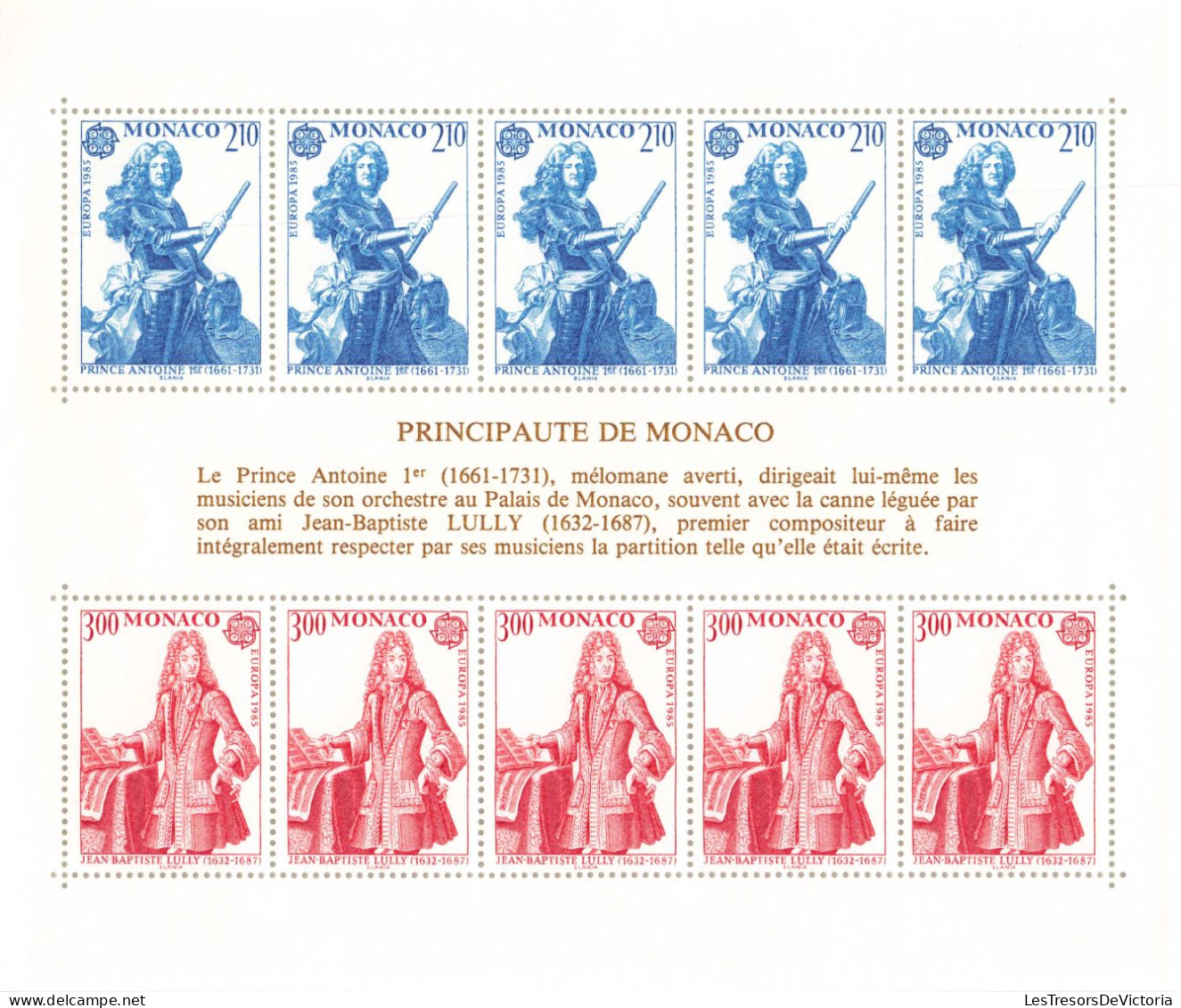 Monaco - Blocs MNH * - 1985 - Principauté De Monaco - Le Prince Antoine I Er (1661-1731) - Blokken