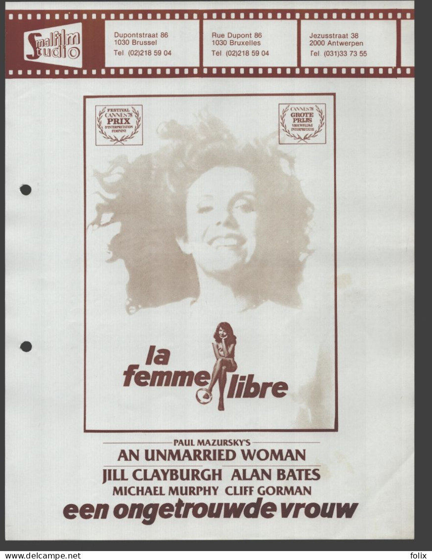 An Unmarried Woman - Quarto 22 X 28 Cm Smalfilm Studio Promotional Poster / Affiche With Synopsis - Affiches & Posters