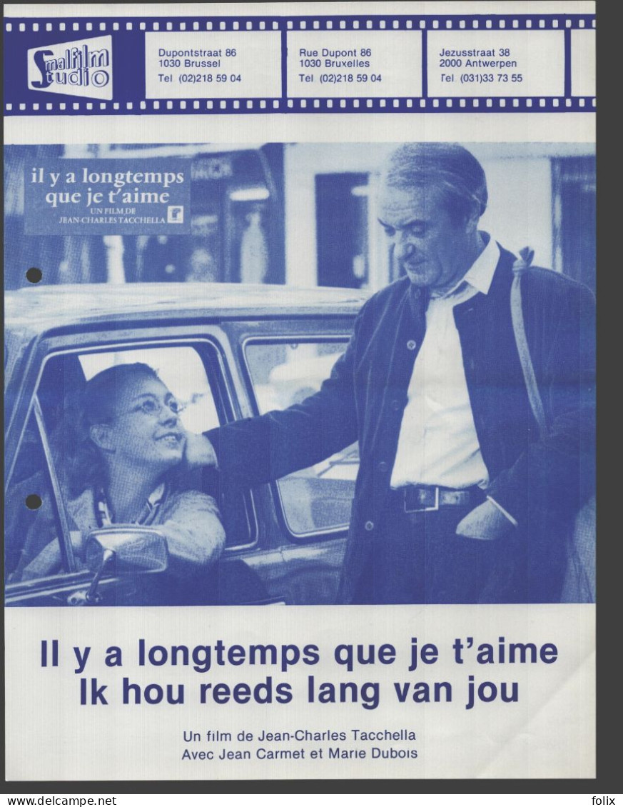Il Y A Longtemps Que Je T'aime - Quarto 22 X 28 Cm Smalfilm Studio Promotional Poster / Affiche With Synopsis - Affiches & Posters