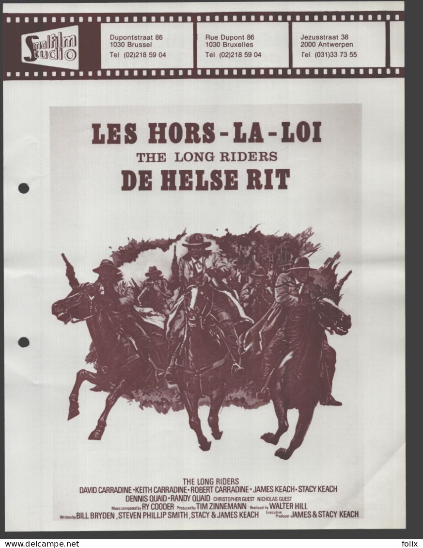 The Long Riders - Quarto 22 X 28 Cm Smalfilm Studio Promotional Poster / Affiche With Synopsis - Affiches & Posters