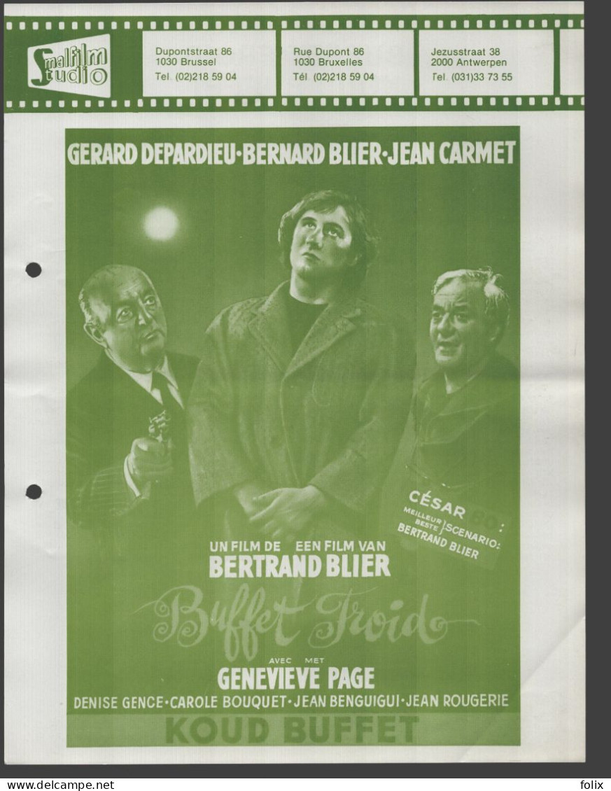 Buffet Froid - Gérard Depardieu - Quarto 22 X 28 Cm Smalfilm Studio Promotional Poster / Affiche With Synopsis - Affiches & Posters