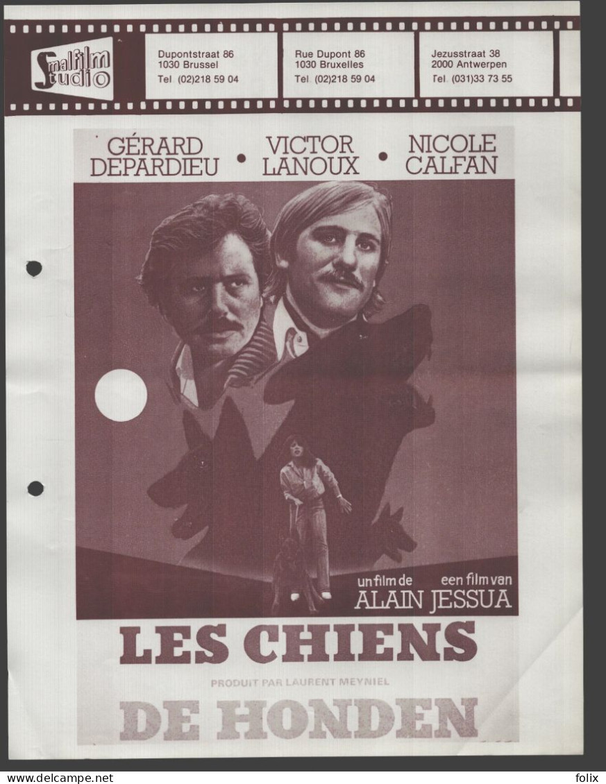 Les Chiens - Gérard Depardieu - Quarto 22 X 28 Cm Smalfilm Studio Promotional Poster / Affiche With Synopsis - Affiches & Posters