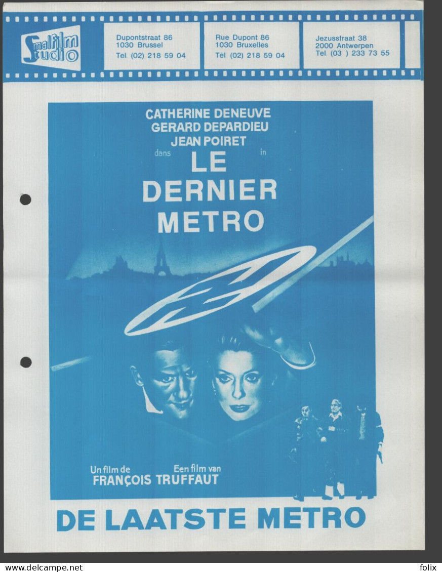 Le Dernier Metro - Gérard Depardieu - Quarto 22 X 28 Cm Smalfilm Studio Promotional Poster / Affiche With Synopsis - Affiches & Posters