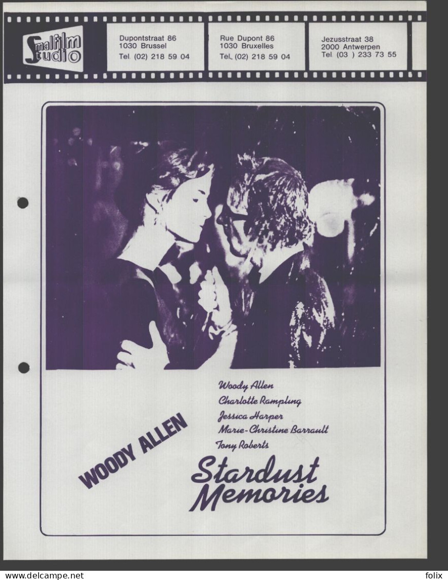 Stardust Memories - Woody Allen - Quarto 22 X 28 Cm Smalfilm Studio Promotional Poster / Affiche With Synopsis - Affiches & Posters