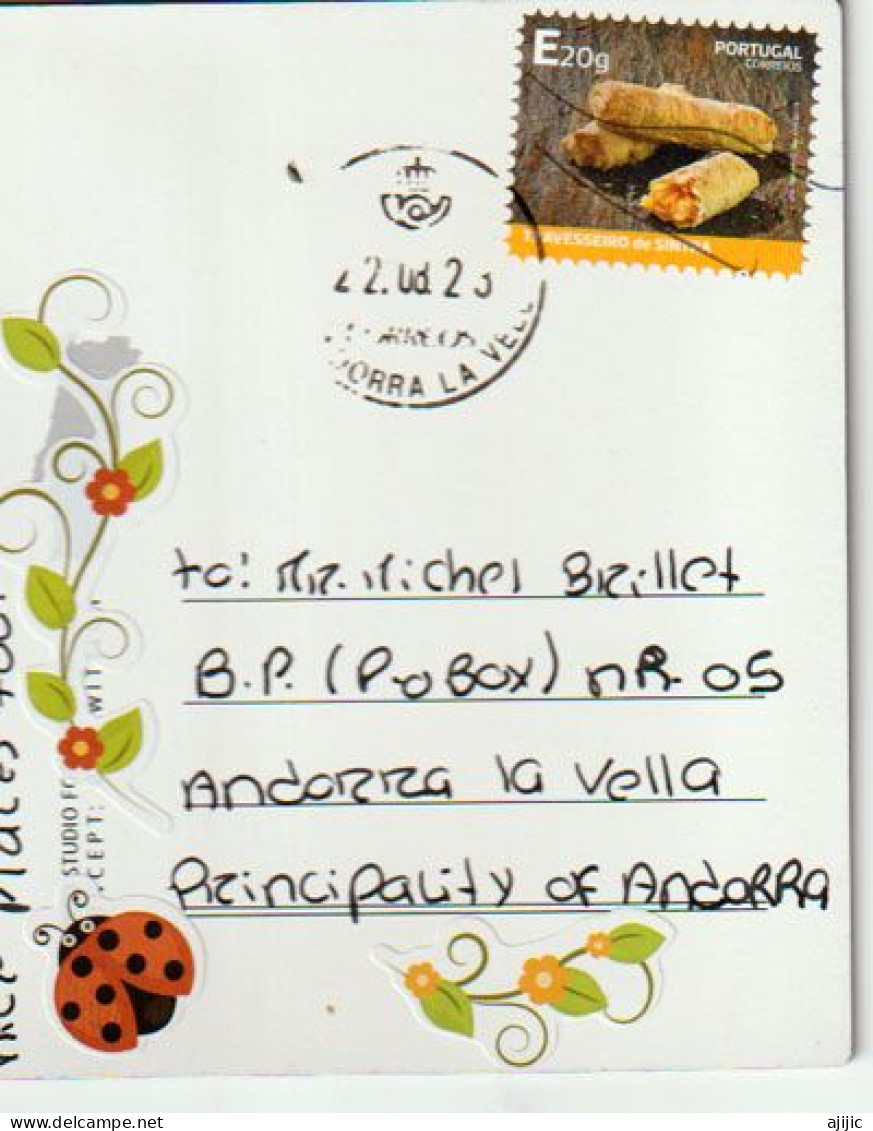 PORTUGAL: Timbre Friandises Travesseiros De Sintra.(Coussins De Sintra), Sur Carte Postale 3-D Café E Pastel De Nata - Alimentation