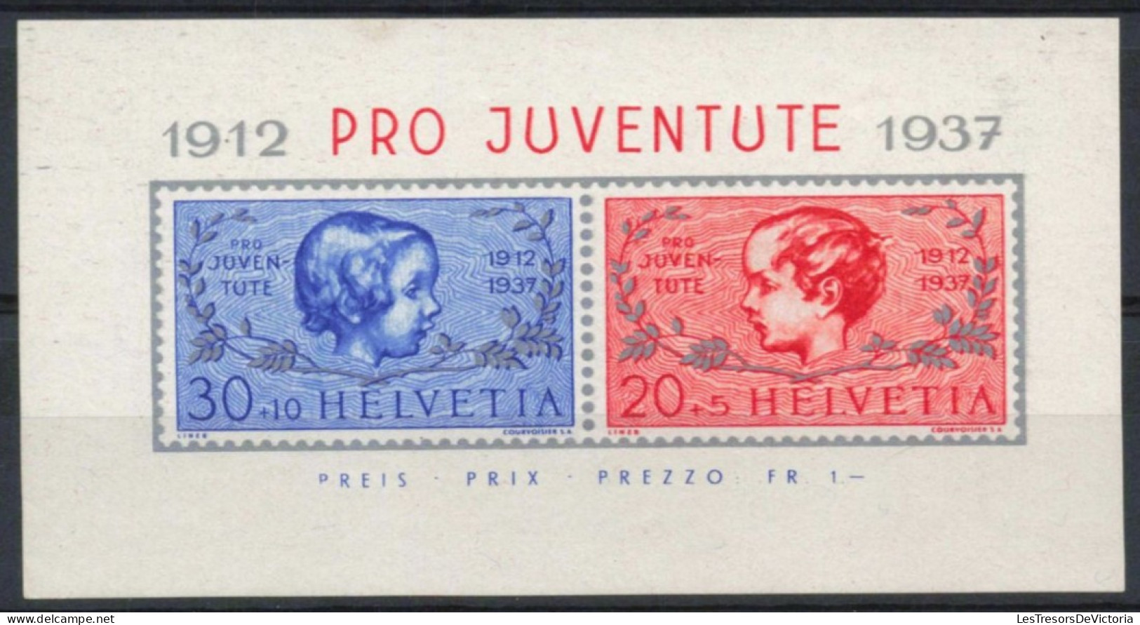 Suisse - Helveta - Bloc MNH** - Helvatia 1937 - Pro Juventute - Blocchi & Foglietti