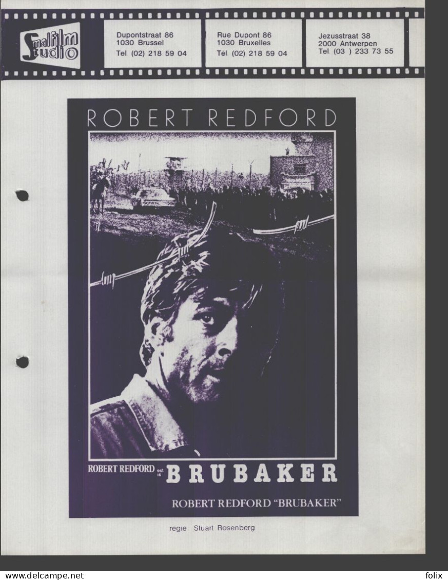 Brubaker - Robert Redford - Quarto 22 X 28 Cm Smalfilm Studio Promotional Poster / Affiche With Synopsis - Affiches & Posters