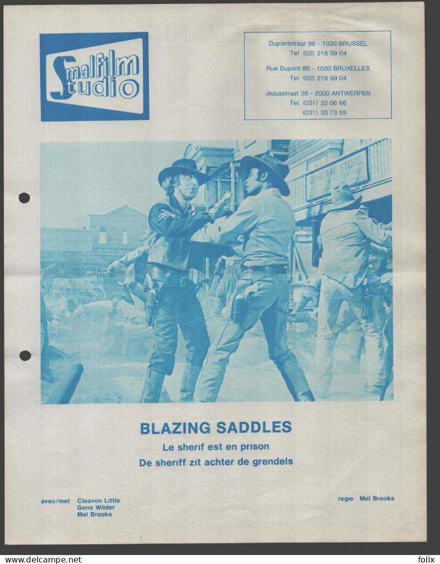 Blazing Saddles - Quarto 22 X 28 Cm Smalfilm Studio Promotional Poster / Affiche With Synopsis - Affiches & Posters