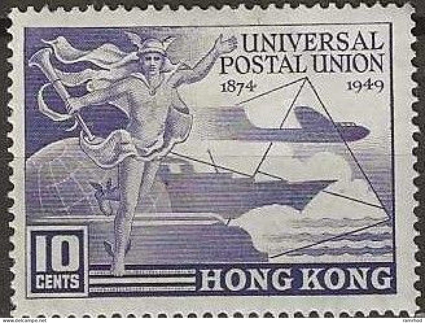 HONG KONG 1949 UPU - 10c. - Violet MH - Ongebruikt