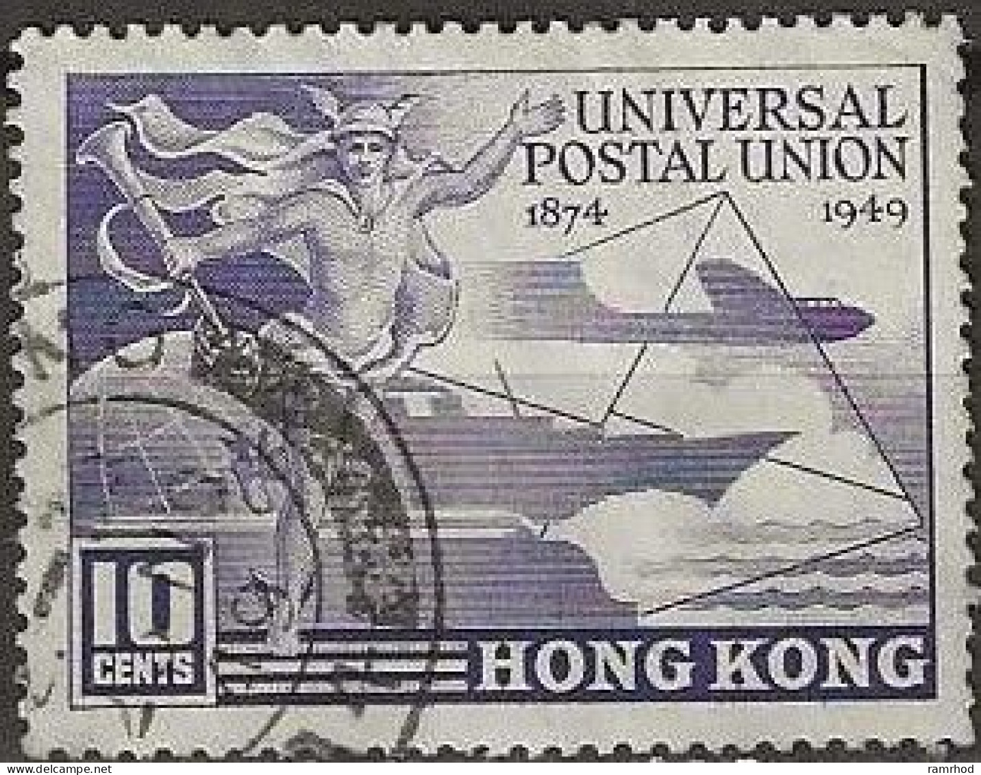 HONG KONG 1949 UPU - 10c. - Violet FU - Usati