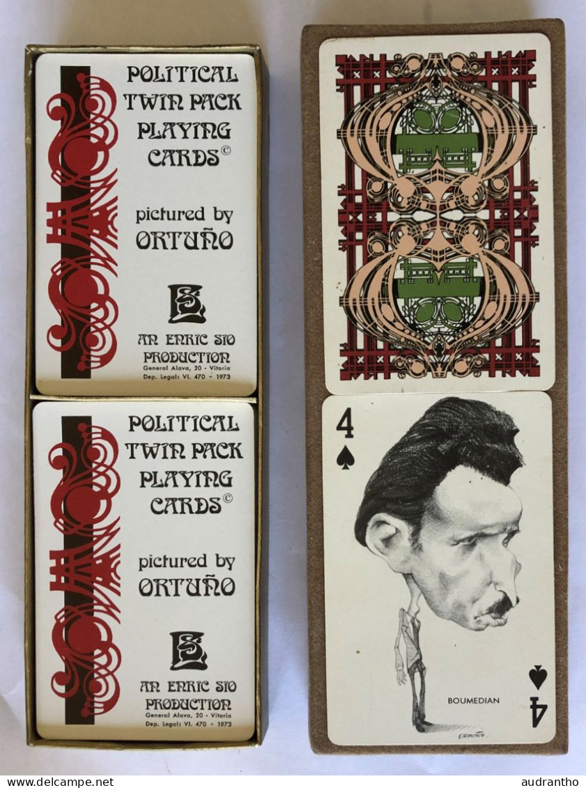 Très Beau Double Jeu 54 Cartes 1973 - Caricature Personnalité - Political Twin Pack Playing Cards By ORTUNO - Erric Sio - 54 Cartas