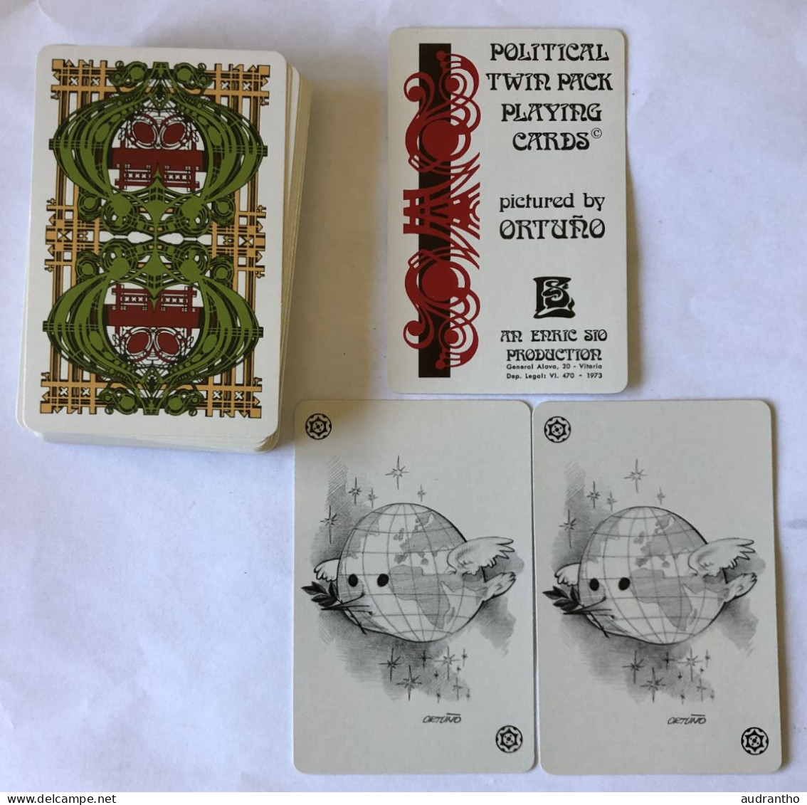 Très Beau Double Jeu 54 Cartes 1973 - Caricature Personnalité - Political Twin Pack Playing Cards By ORTUNO - Erric Sio - 54 Carte