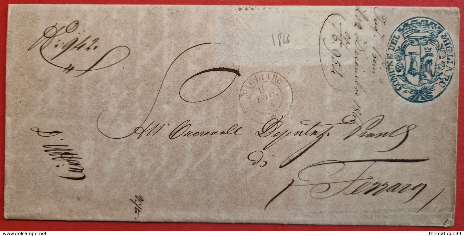 Lettre Préphilatélique D'Italie En Franchise Postale, Thème Cloche, Aigle (1866) - Music