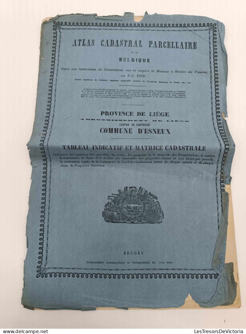 Vieux Papiers - Atlas Cadastral Parcellaire De La Belgique - Province De Liège - Canton De Louvrigné - Commune D'Esneux - Altri Disegni