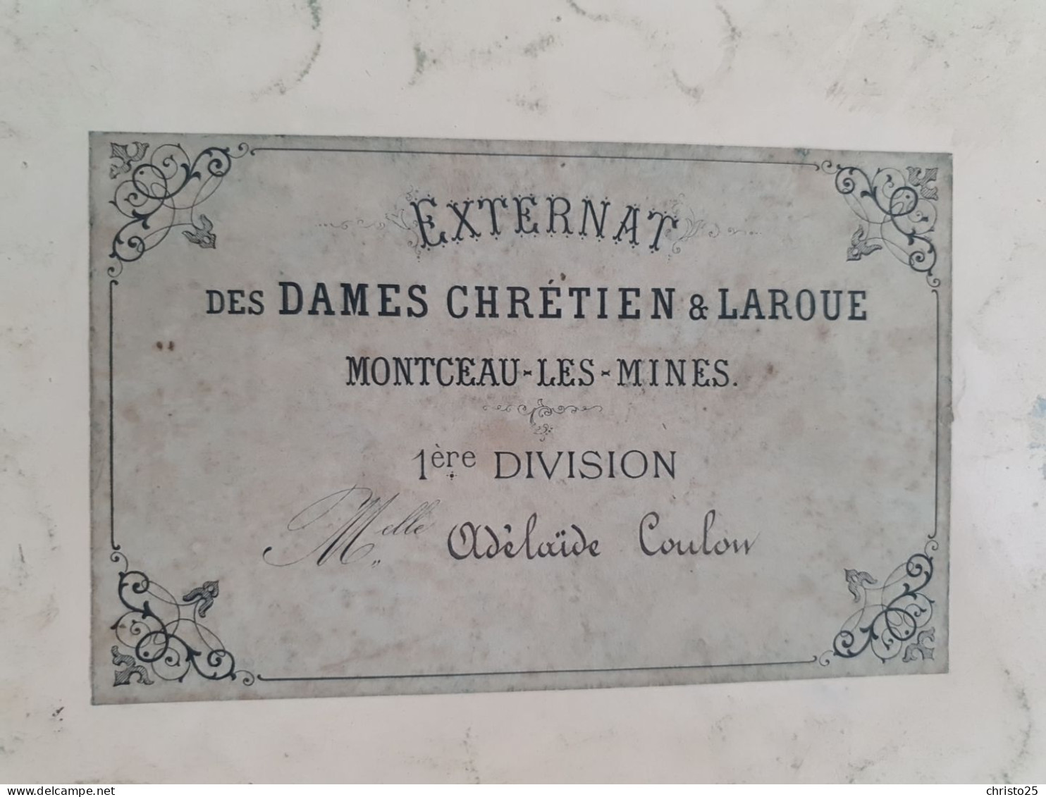 Cahier d'examen Externat des DAMES CHRETIEN & LAROUE Montceau-Les-Mines 1875